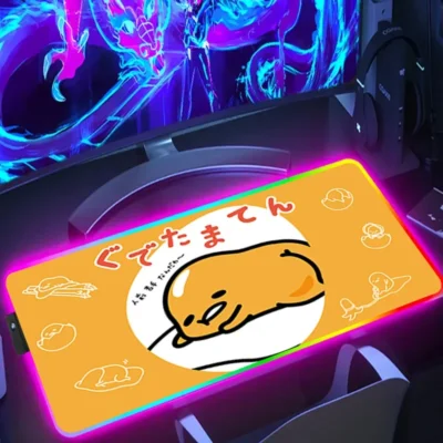 RGB Anime MousePad Gudetamas Lazy Egg Table Mat 80X30CM Desk Mat LED Lighting Laptop Kawaii Mousepad 16 - Gudetama Store